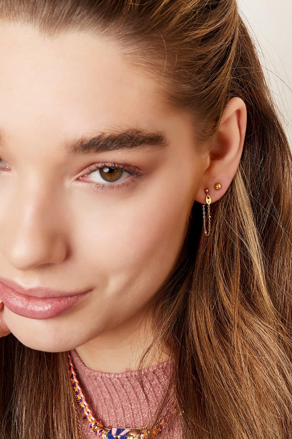 Earrings key lock Gold Color Stainless Steel h5Picture3